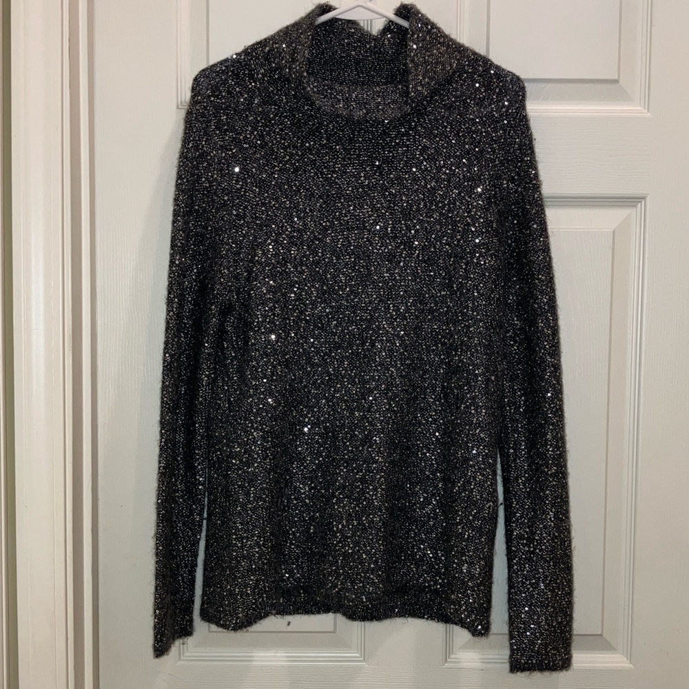 J McLaughlin Sparkle Knit Sweater Alpaca and Merino Wool Blend Size Large